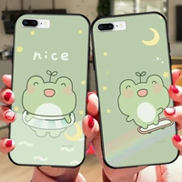 cute cartoon frog green phone case for huawei honor 50 40 20 30 10 lite pro 7 8x 8c 8a 9 9x 9 lite black silicone case