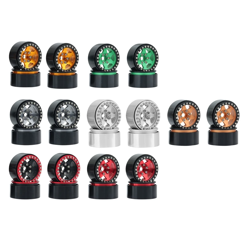 

4PCS Metal 6 Spokes 1.9 Beadlock Wheel Hub Rim For 1/10 RC Crawler Axial SCX10 90046 AXI03007 Traxxas TRX4 RC4WD D90,