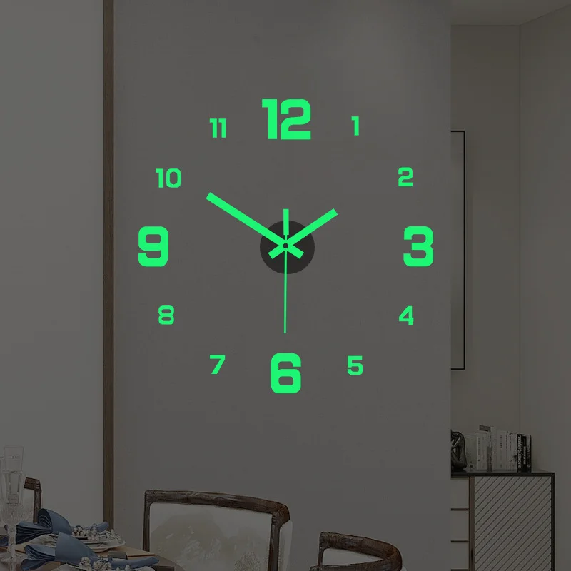 

Creative Luminous Digital Clock For Living Room Diy Silent Wall Sticker Clock Frameless Mute Quartz Watch Home Decor Punch-free