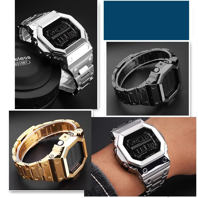 Фото GX-56 Чехол с ремешком Металлический костюм для Casio G-SHOCK Giant G Large Square GX-56BB GXW-56 Мужской браслет Серебро Золото Черный Мод Комплект Инструментов №3