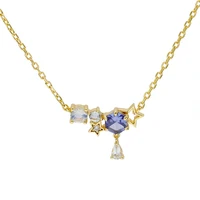 Sparkling Moonstone Star Pendant Necklace Lady Wedding Family Gift High Jewelry