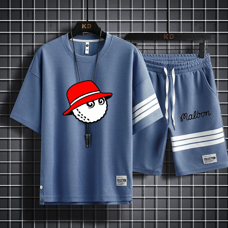 Golf wear men Summer Men's 2 Piece Set  Casual T-Shirt and Shorts Set Golf Suit Golf Wear Men malbon golf Quick Dry Tracksuit