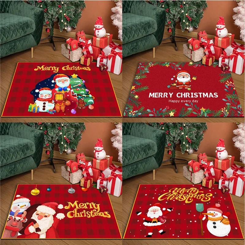 

Коврик для ванной, рождественские украшения, ванной комнаты, водопоглощающие быстросохнущие дверные коврики, красный напольный коврик