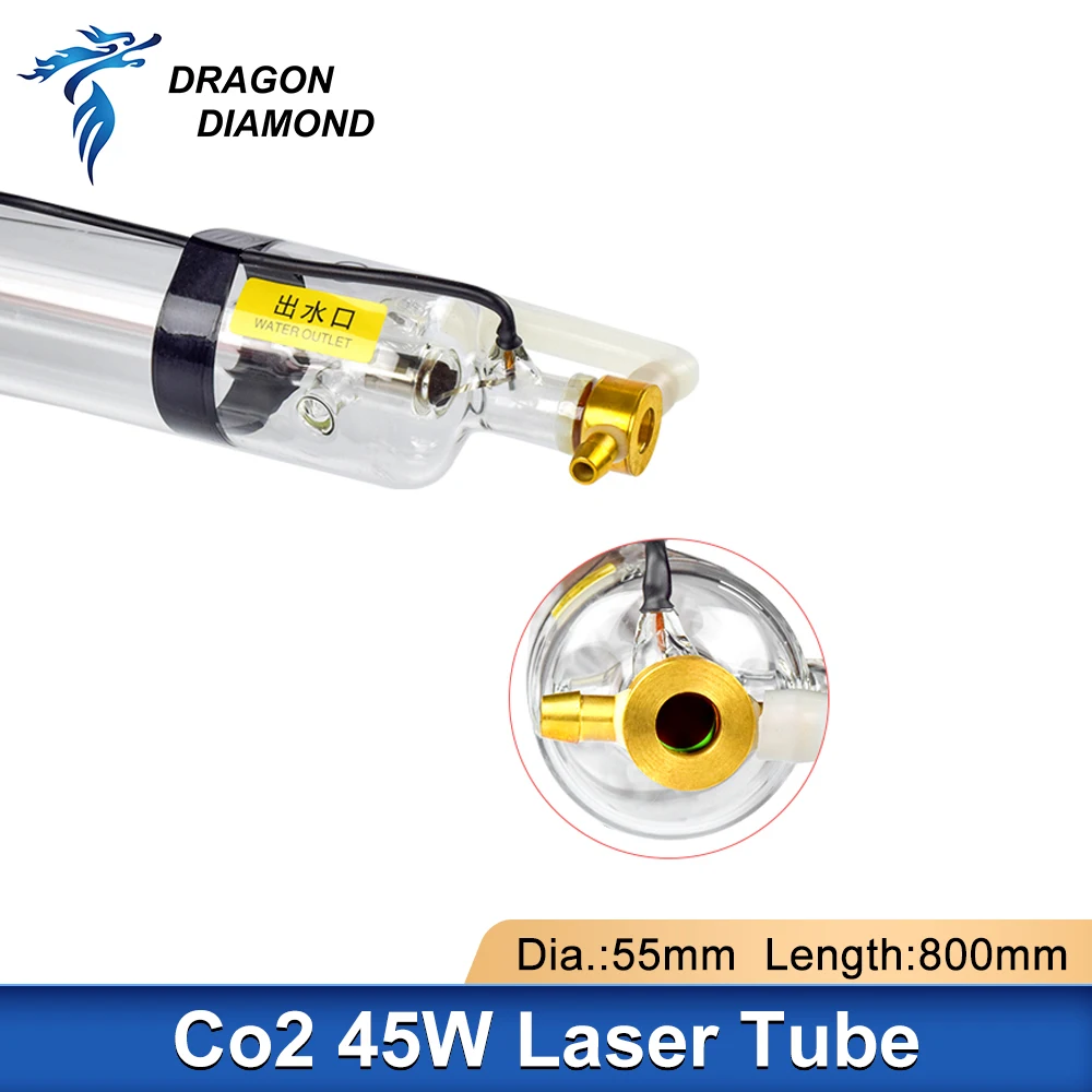 High Laser Power 45W Co2 Laser Tube Glass Pipe Length 800mm Diameter 50mm For CO2 Laser Engraving Cutting Machine