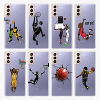 funny cartoon basketball transparent silicone cover for samsung galaxy s22 pro s21 s20 fe ultra s10 s10e lite s9 plus phone case