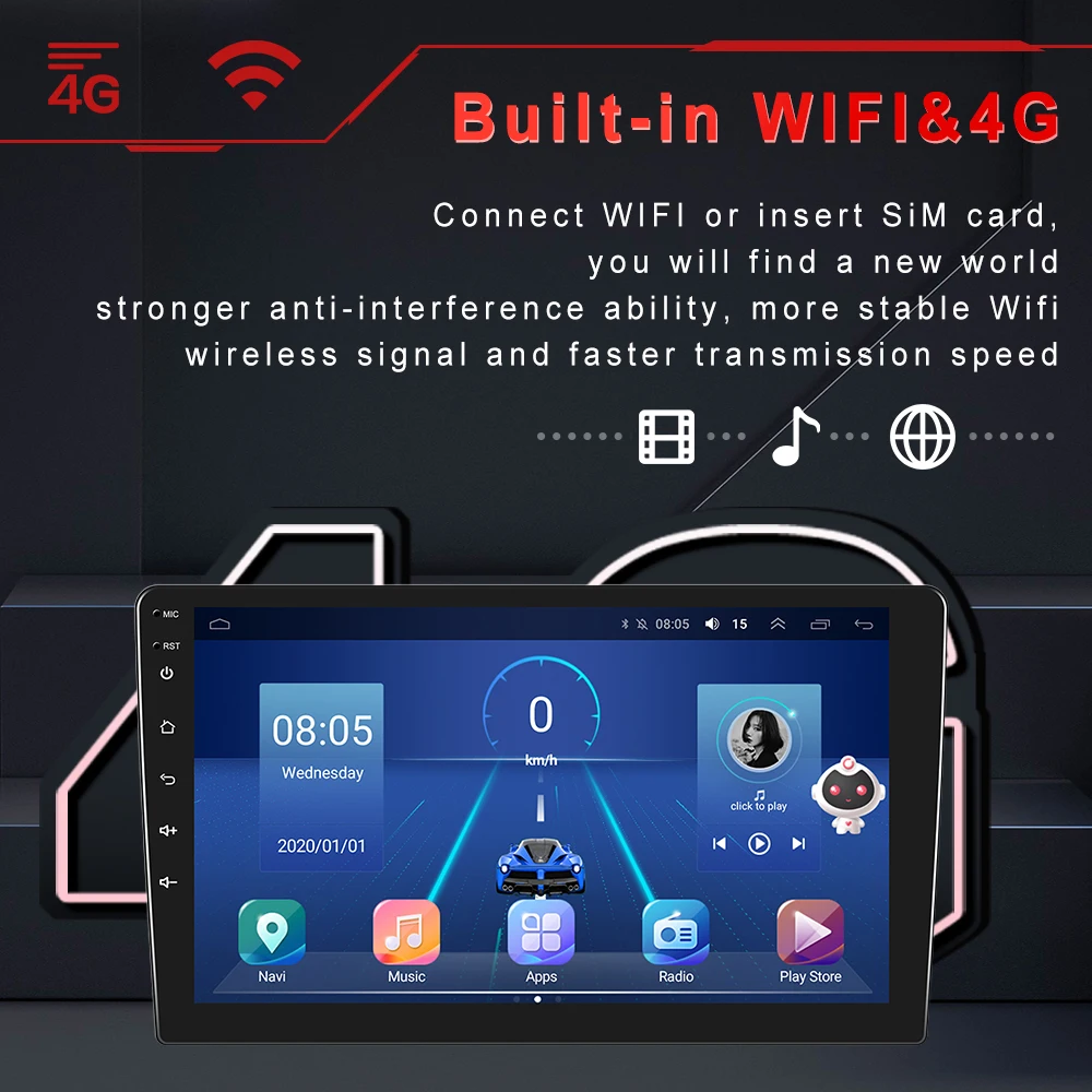 $60.29 Podofo 2 Din Android Car Radio Car Multimedia Player Autoradio 9/10 Inch 8+128G Wifi Gps Ai DSP For Volkswagen Nissan toyota Kia