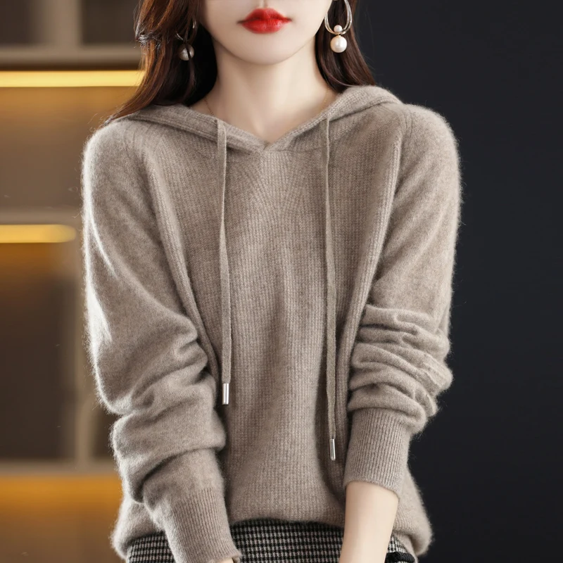 

Autumn Winter New Hooded Sweater Women Loose Korean Version Thick Hoodie With Long Sleeves Outside The Wool Knit