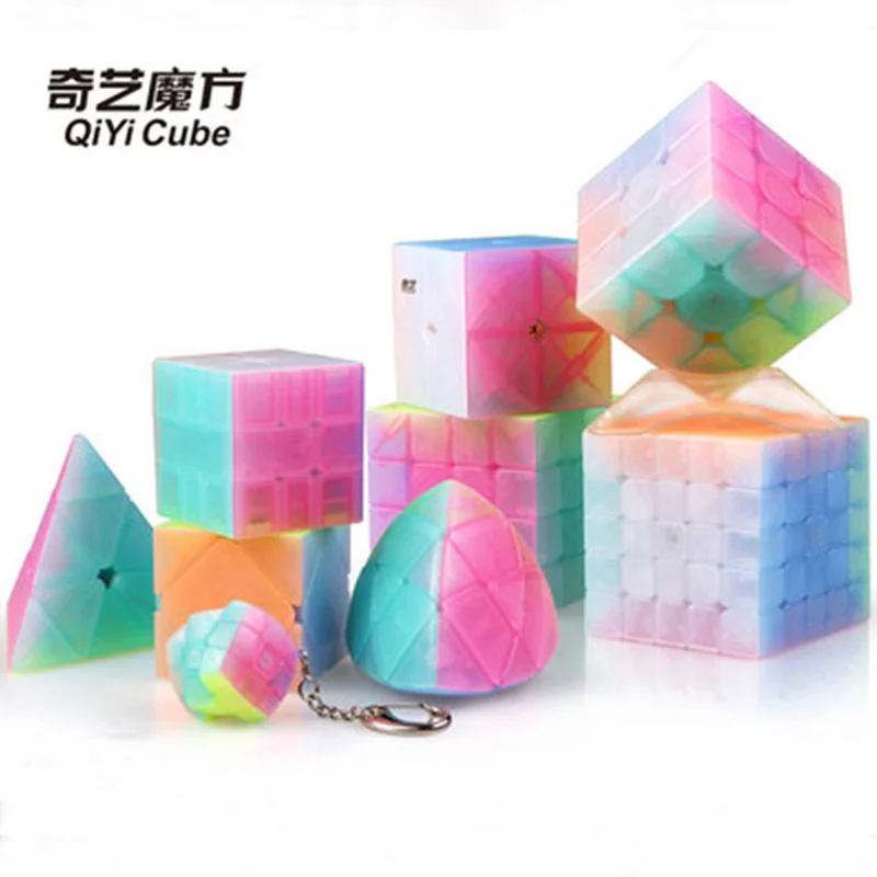 

Newest QiYi Axis Magic Cube Jelly Color 2x2 3x3 4x4 5x5 Keychain Pyramid Professional Speed Cube Children Educational Toy