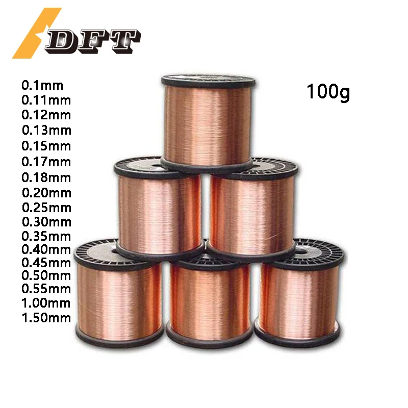 

0.10mm 0.25mm 0.51mm 1.0mm 1.5mm Copper Wire Magnet Wire Enameled Copper Winding Wire Coil Copper Wire Winding Wire Weight 100g