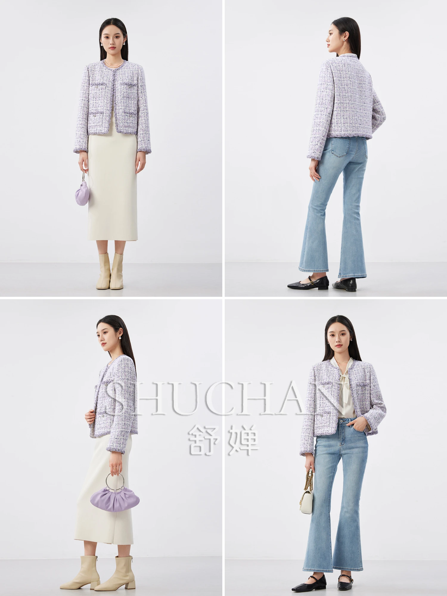 Пурпурная благородная и элегантная твидовая куртка женские блейзеры для женщин