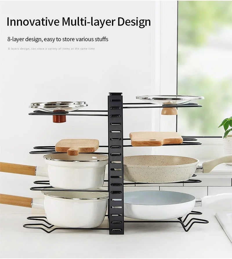 

Kitchen Organizer Pot Rack Creative Multi-layer Folding Sitting Pot Lid Rack Shelf Pan Cover Stand Bilateral pot holder
