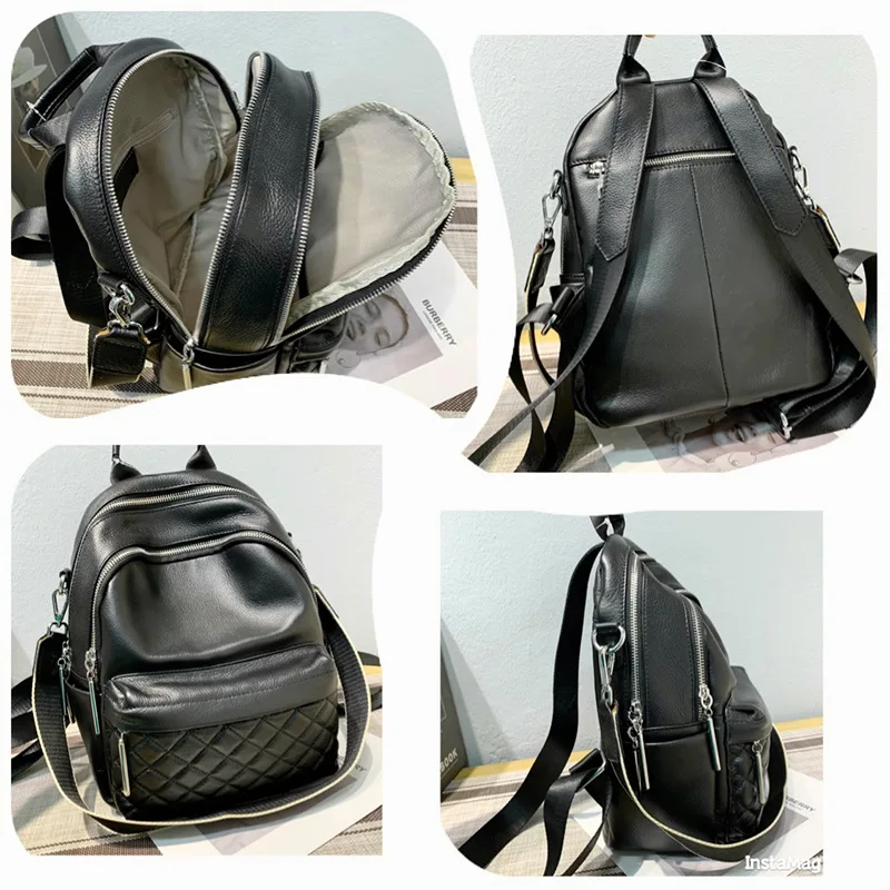 Женский рюкзак из натуральной телячьей кожи мягкий вместительный ранец на плечо