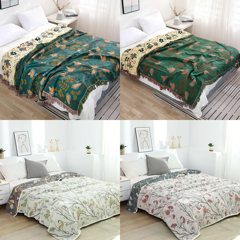 

100% хлопок, скандинавский мягкий модный большой летний плед из муслина, покрывало для дивана, богемное зеленое теплое покрывало, одеяла для к...