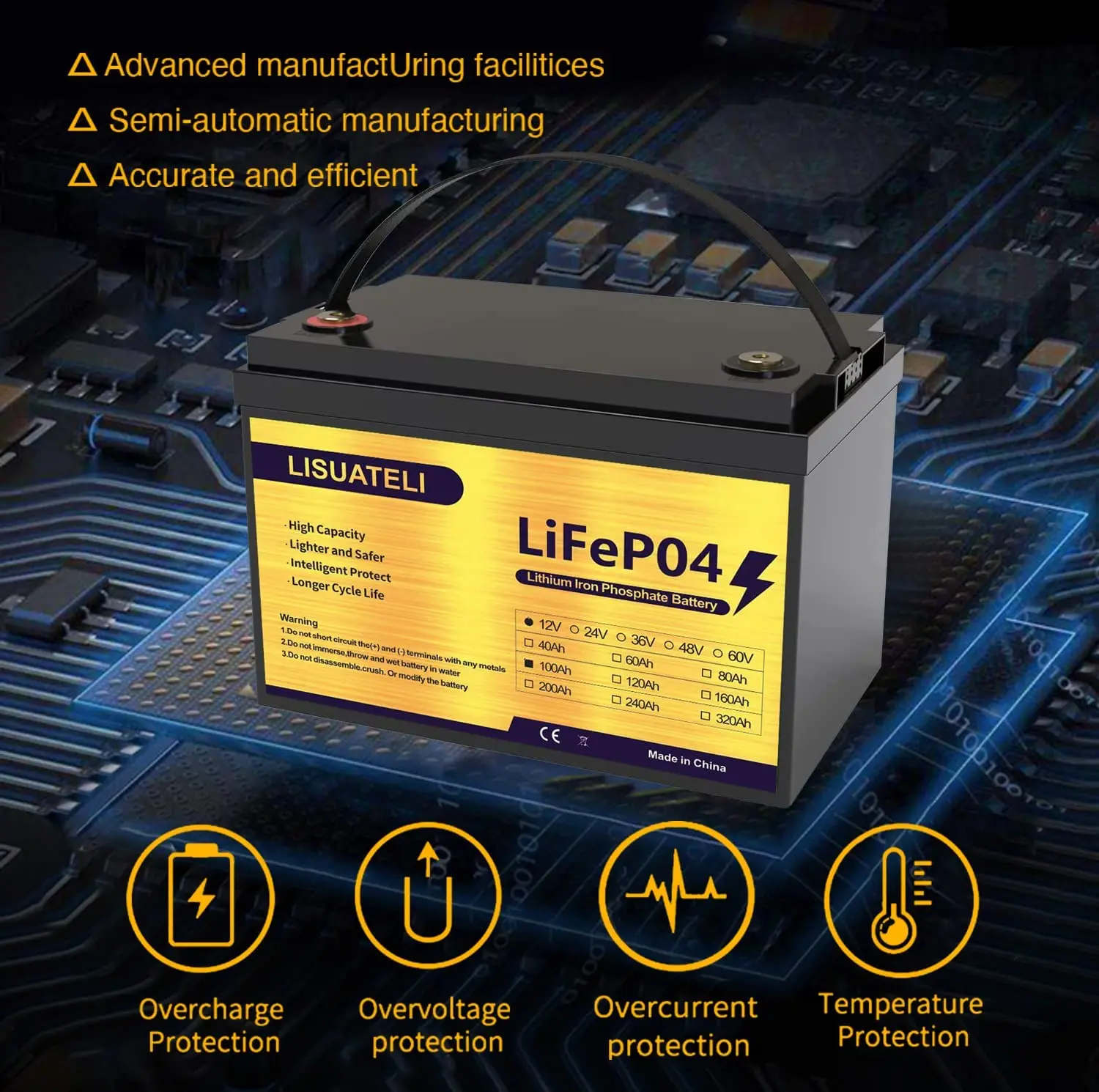 

12v lifepo4 100ah battery Built-in BMS Iron Phosphate Lithium Battery Pack 12V Lifepo4 8000 Deep Cycle For Golf Cart Marine Boat