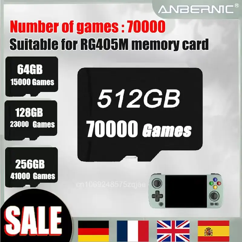 

ANBERNIC 512G RG405M TF Card Ps vita 3ds Gamecube Memory cards Sd card Video game consoles Classic mini FBA GBA GBC PS2 MAME PSP