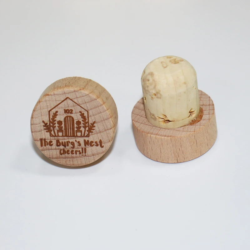 Деревянная пробка для бутылки вина с гравировкой на заказ свадебный декор