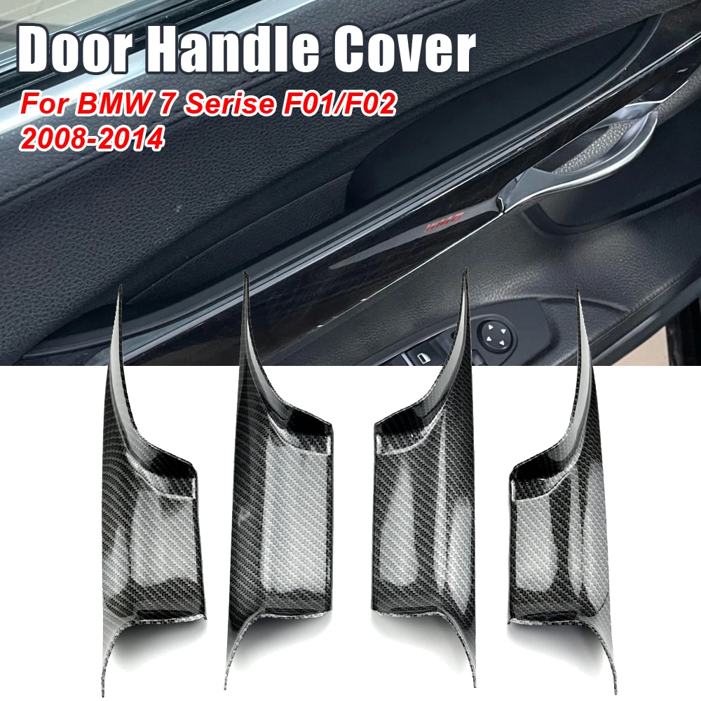 

2Pcs Car Interior Door Handles Cover For BMW F01 F02 7 Series Front Rear Left+Right Doors Handle Pull Carrier Protective Cover