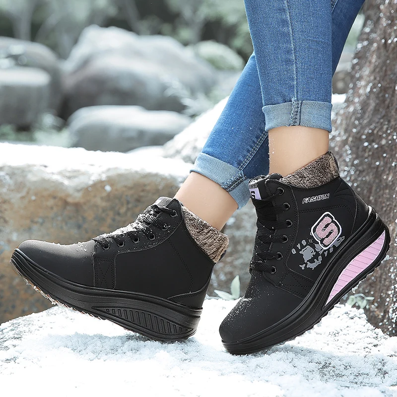 Winter Boots Women Platform Boots Warm Fur Snow Boots Women Boots Winter Lady Shake Shoes Thick Wear-resistantMujer