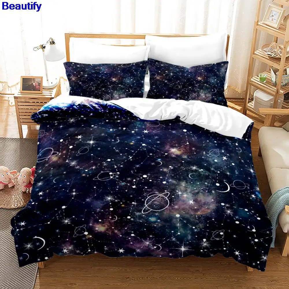 

Beautify Space Galaxy Bedding Set Bedspread Single Twin Full Queen King Size Sky Stars Planet Bed Set Aldult Kid Duvetcover 08
