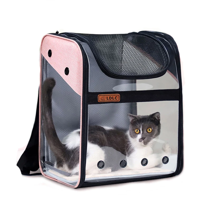 Portable Travel Pet Carrier Backpack for Cat Small Dogs Extendable Cat Carrier Bag Full-View Transparent Cat Backpack Breathable