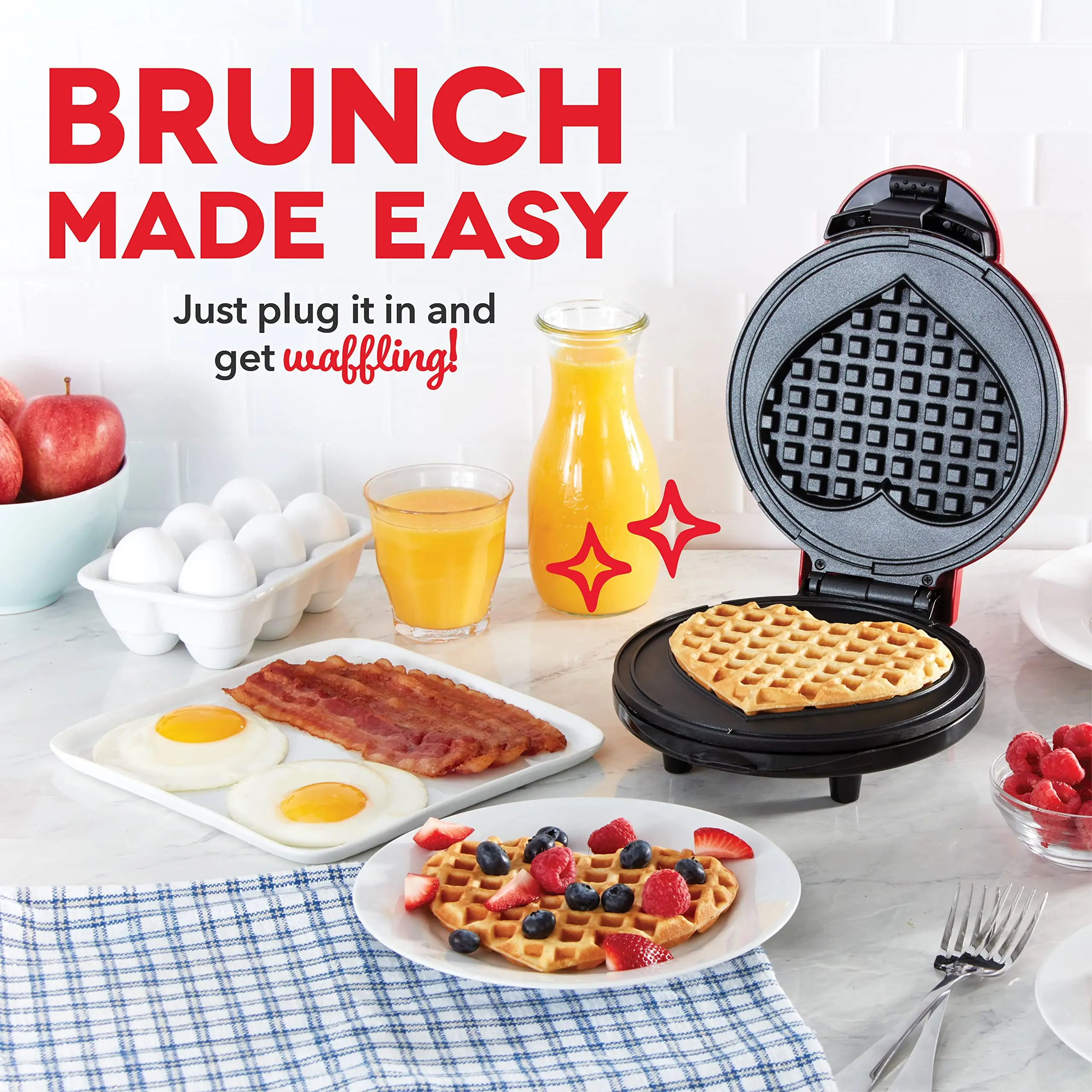

Electric Nonstick Mini Waffle Maker, Belgian Waffles, Compact Design, Hash Browns, Keto, Snacks, Sandwich, Eggs, Easy to Clean