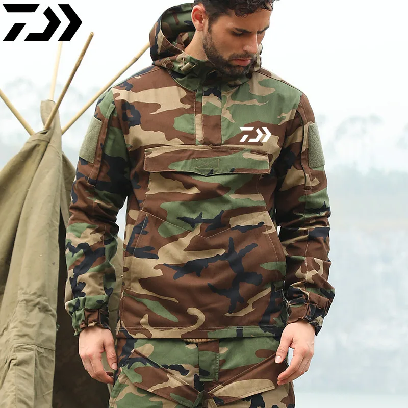 

Daiwa Men Waterproof Windproof Fishing Jacket Outdoor Quick Drying Wear-resistant Breathable Jacket Camouflage Hooded Jacket