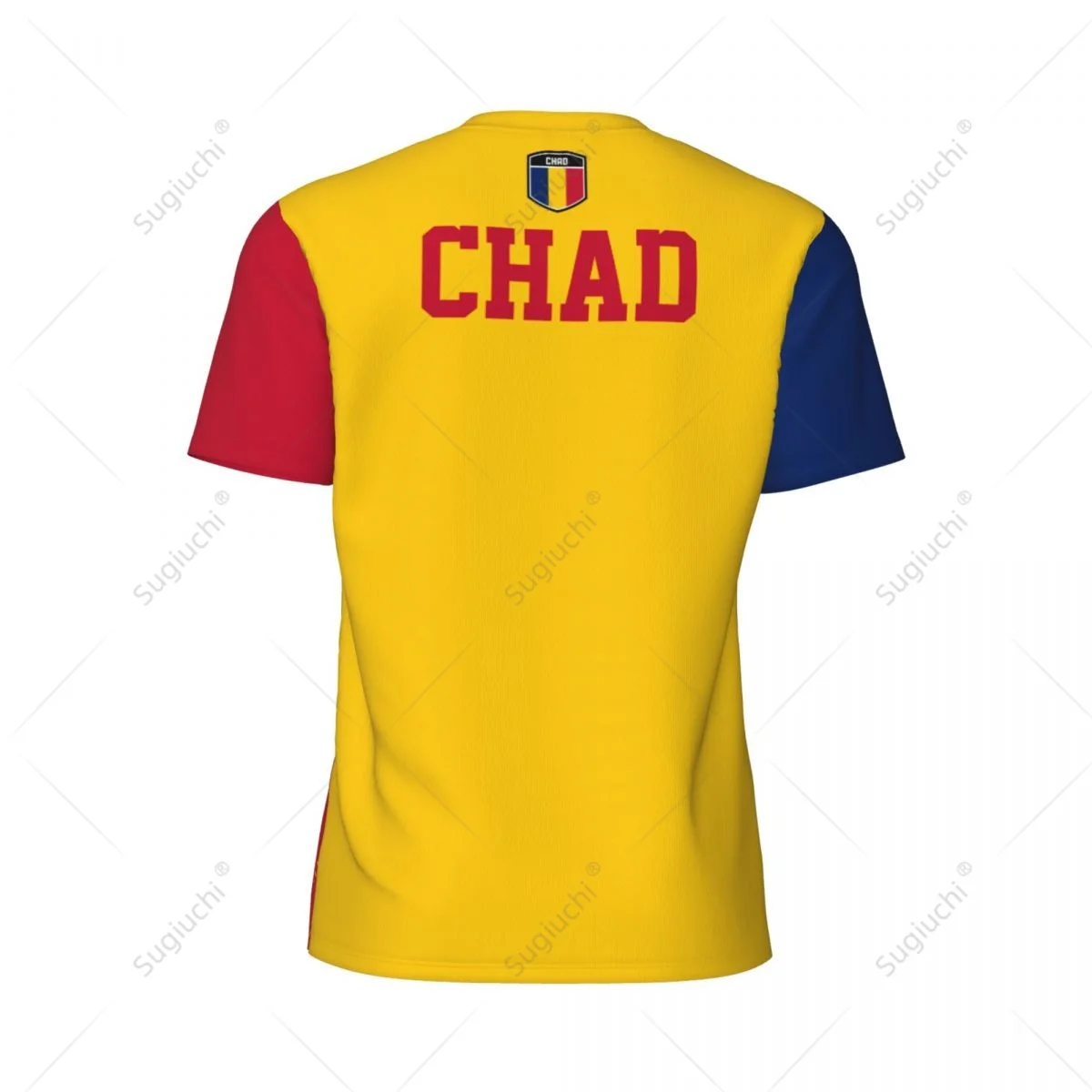Фото Эксклюзивный дизайн Chad Flag Grain с 3D принтом для мужчин для бега, велосипеда, футбола, тенниса, фитнеса, спортивная футболка, короткая футболка с сеткой для фанатов №3
