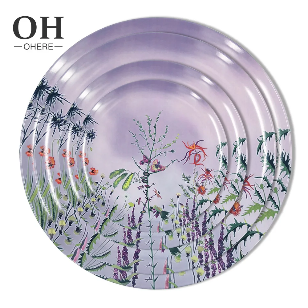 

New Fresh Small Floral Bone China Plate Phnom Penh round Plate Western Candy Pastry Dinner Plate Bamboo Plate