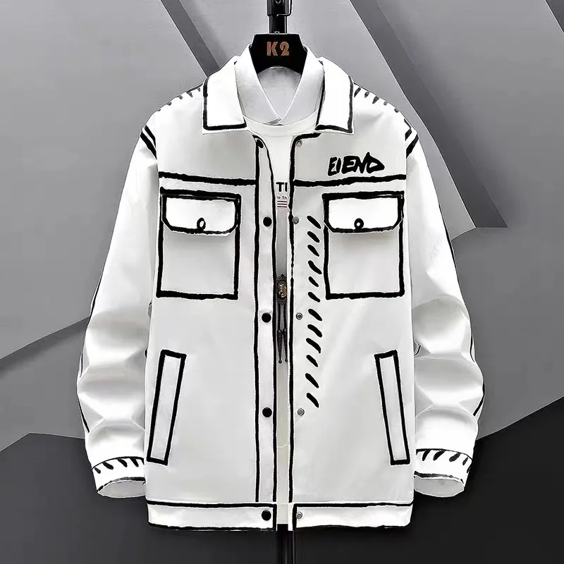 

New Spring Autumn Casual Jackets Korean Fashion Short Lapel coat Decoration Body Men's Jacket High Quality Hip Hop Coats Men