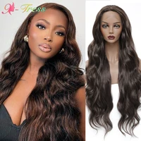 x tress 13x3 synthetic lace frontal wig 28 inch light brown soft body wavy hairstyles free part lace front wigs for black women