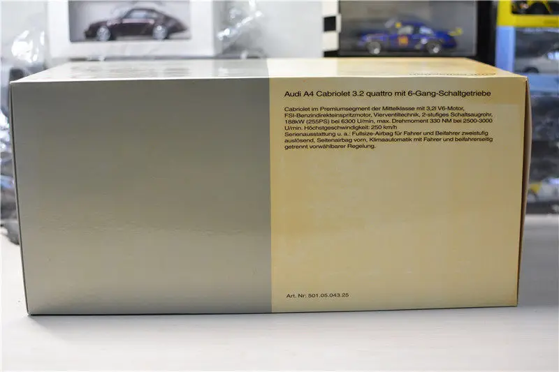 Масштабная модель автомобиля Audi A4 Convertible 3.2 Norev 1:18 из литого металла (art.: 3920da8400a98) - 3920da8400a98