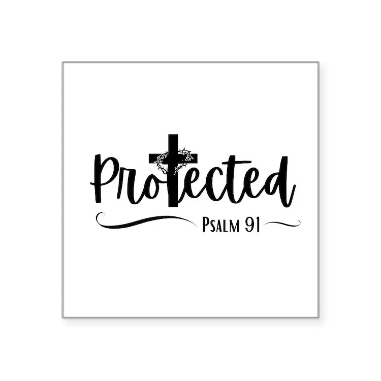 

Защищенная-псалом 91, Библия, тексты, наклейка, квадратная наклейка для ноутбука, автомобиля, красивое мультяшное искусство, модный обществе...
