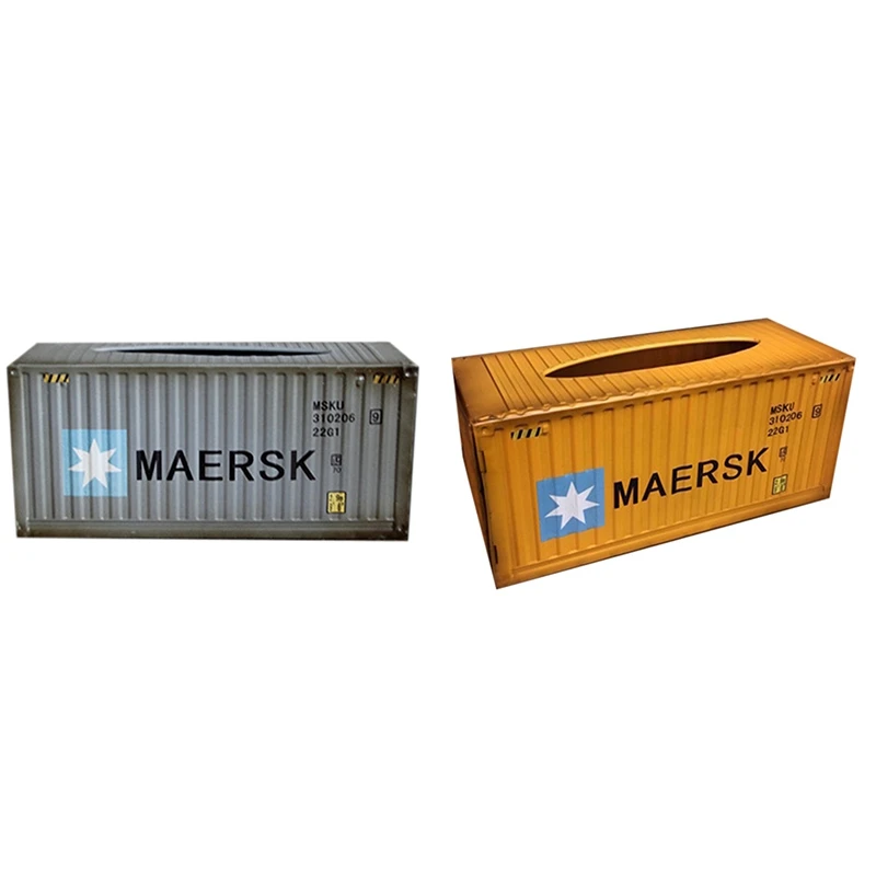 

2 Pcs Iron Tissue Box Home Car Napkin Paper Container Metal Paper Towel Storage Case Home Decor, Gray & Orange