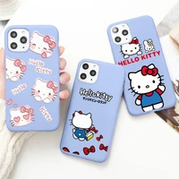 hello kitty cartoon kawaii cat phone case for iphone 13 12 mini 11 pro max x xr xs 8 7 6s plus candy purple silicone cover