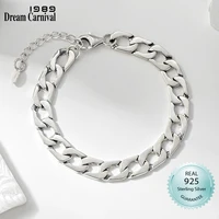 new real 925 solid sterling silver bracelet 7 5mm for men women 15 5cm 11g dreamcarnival1989 fine jewelry beautiful gift sl071