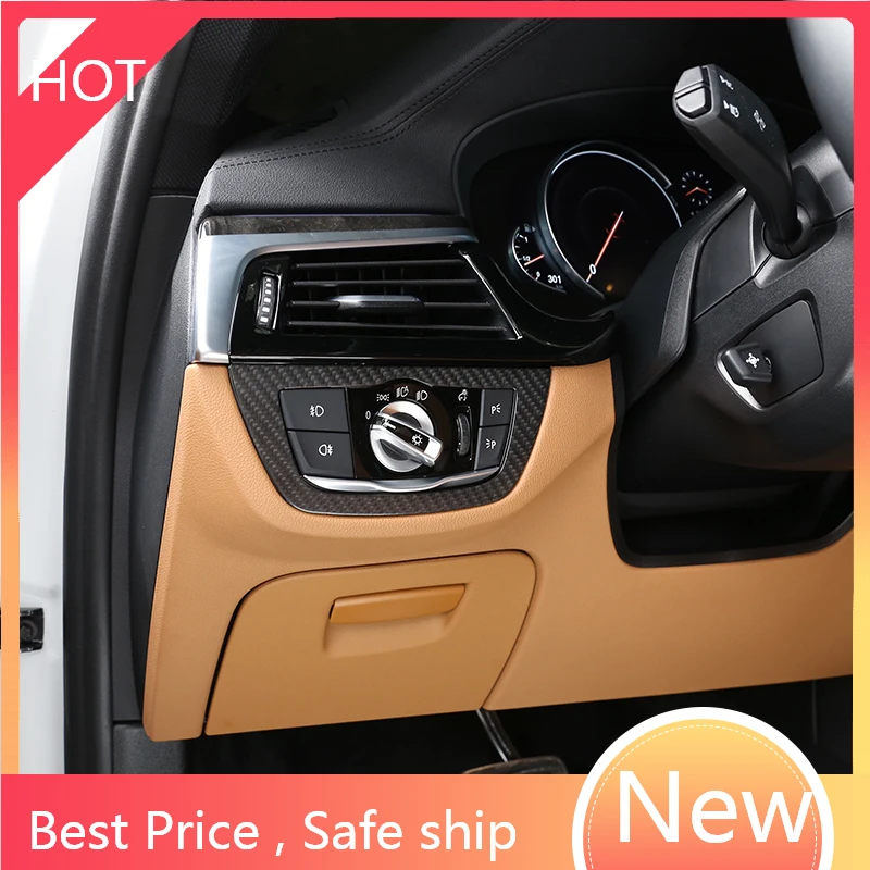 

Внутренняя Рамка переключателя фары для BMW 5 серии 2018-2019, крышка переключателя фары, автомобильные аксессуары из настоящего углеродного вол...