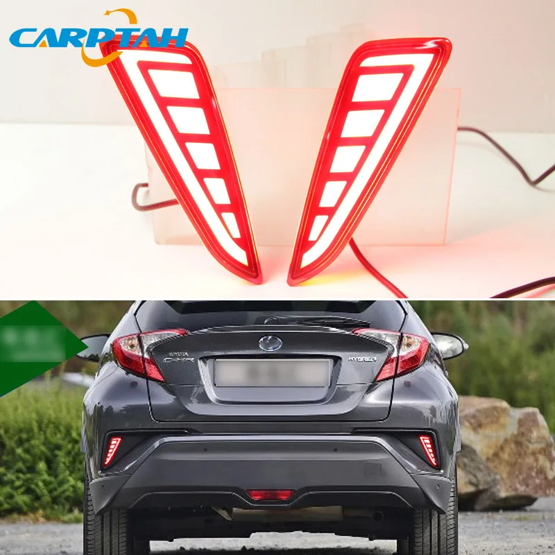 

2PCS LED Rear Fog Lamp For Toyota C-HR CHR 2016 2017 2018 Car LED Bumper Light Brake Light Reflector 2-in-1 Functions