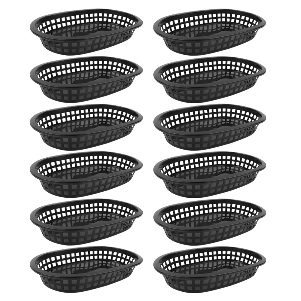 

Restaurant Supplies Bread Fry Tray Reusable Fries Baskets Hot Chip Dog Plastic Trays Fast Serving Burger Oval Snack Basket Fruit