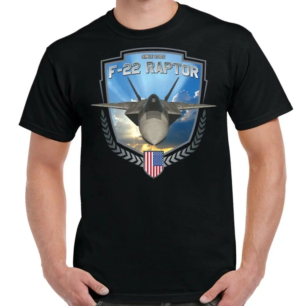 

F-22 Raptor Stealth, футболка с боевым самолетом. Новые повседневные футболки из 100% хлопка с коротким рукавом и круглым вырезом, Свободный Топ, размер S-3XL