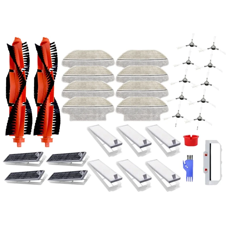 

33 Pcs For Mijia STYJ02YM Main Brush Filter Side Brush Cloth Robotic Replacement Accessories Kit Household Cleaning