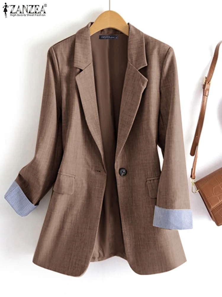 ZANZEA женский пиджак OL модные офисные пальто с длинными рукавами элегантная