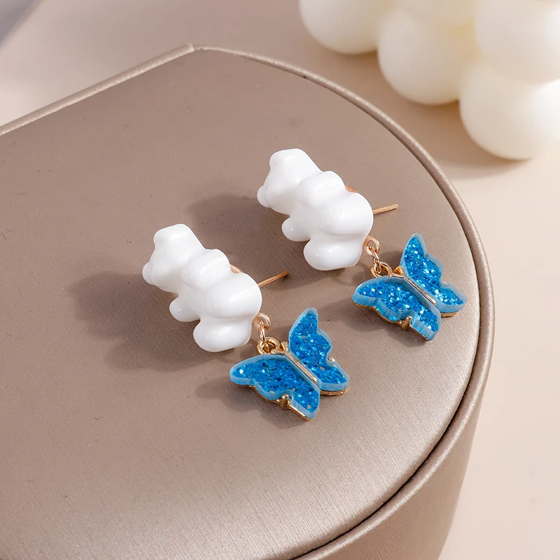 

Cute Acrylic Butterfly Drop Earrings for Women Korean Fashion Sweet Animal Big Bear Stud Earrings Girl Party Jewelry Gifts