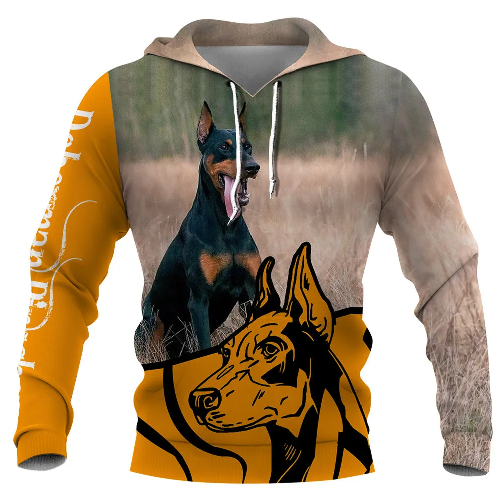 

CLOOCL Doberman Pinscher Hoodie 3D Graphic Animals Dog Contour Husky Printed Hoodies Harajuku Sweatshirts Fashion Men Clothing