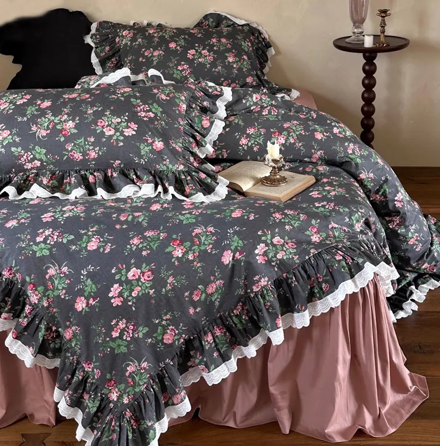 Винтажный комплект постельного белья с французским цветком полный королевский