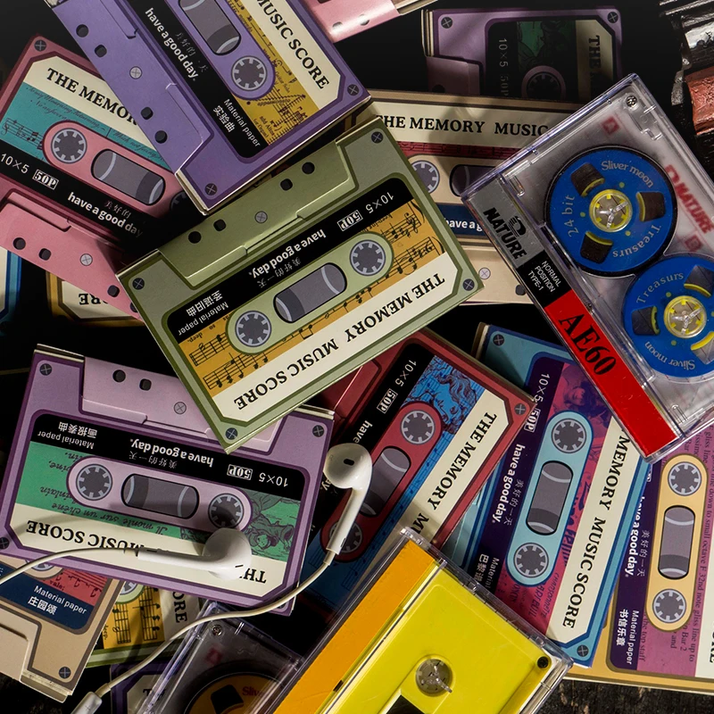 

8 Styles 50 Pcs/Set Literature Art Cassettes Cardstock Paper Vintage DIY Hand Account Decorative Material Paper Products