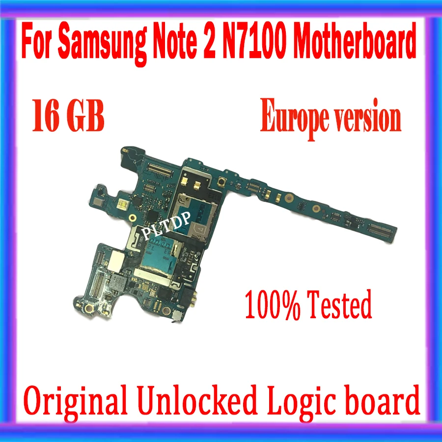 

Europe Version 100% Original Main Board For Samsung Galaxy Note 2 N7100 Motherboard Full Chips Unlocked Android OS Logic Board