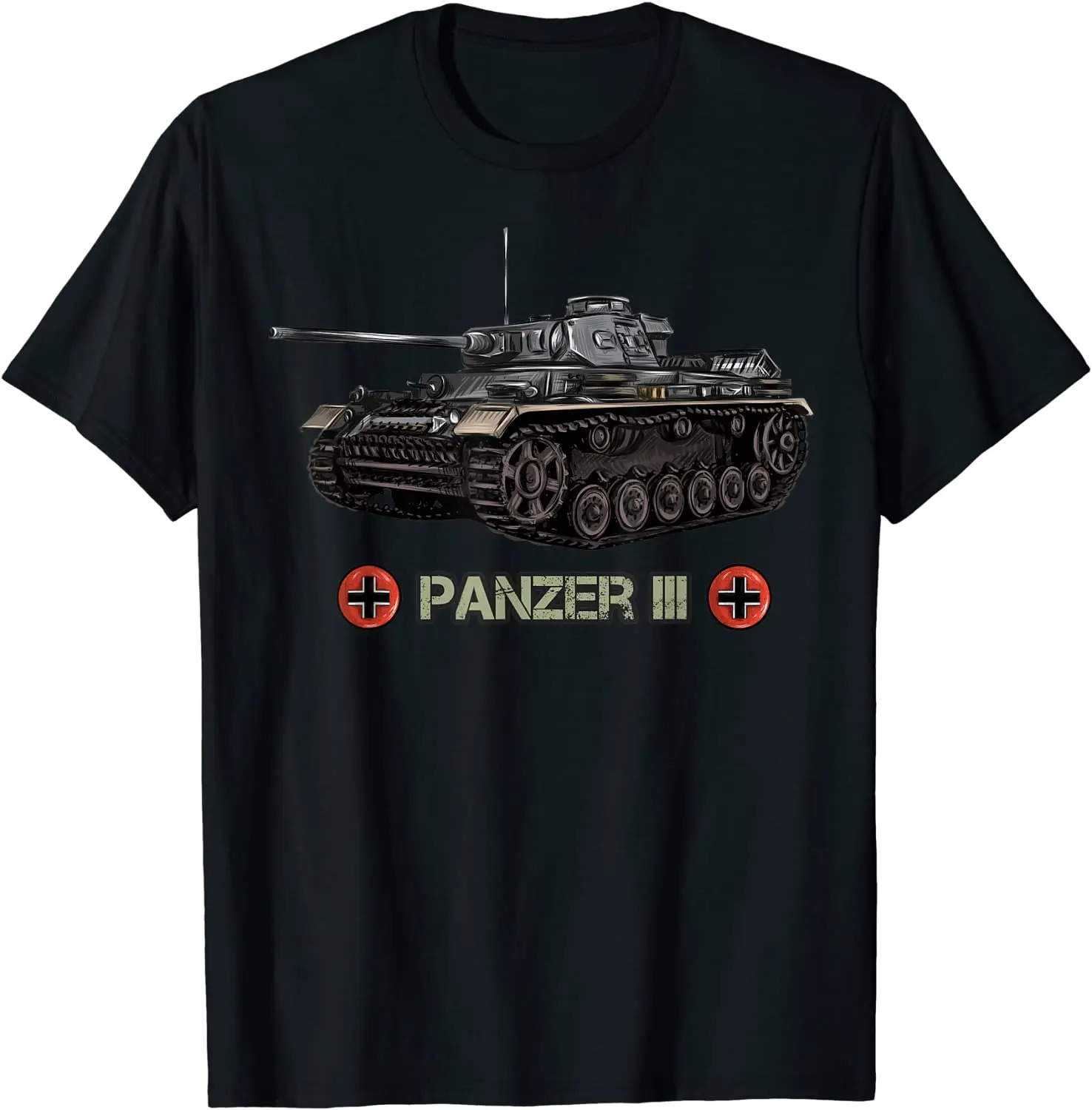 

WWII German Army Wehrmacht Panzer III Medium Tank T-Shirt 100% Cotton O-Neck Summer Short Sleeve Casual Mens T-shirt Size S-3XL