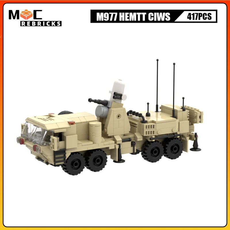 MOC Block Building M977 HEMTT Phalanx Weapon System WW2 Military Equipment Tactical Truck Vehicle Bricks Toys Children's Gifts