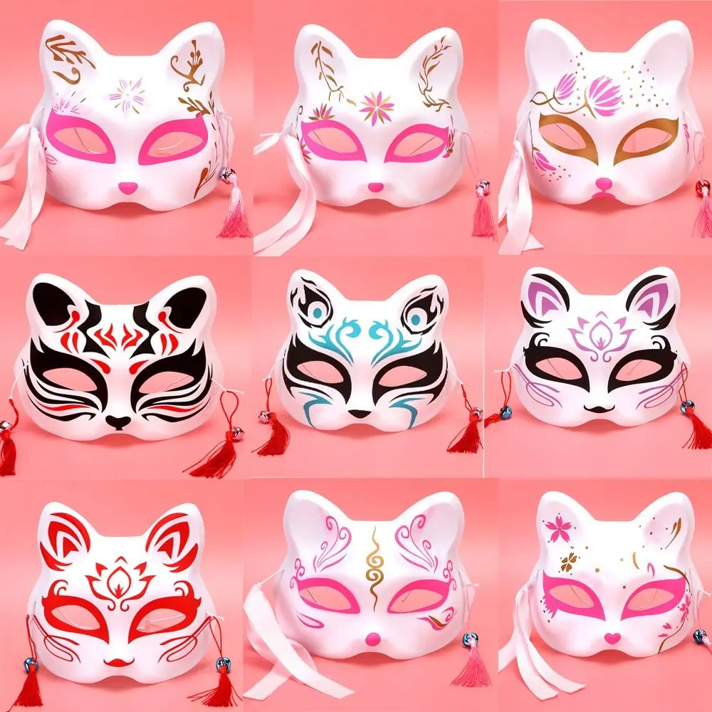 

2Pcs Anime Cosplay Accessories Exquisite Japanese Hand-Painted Party Props Anime Foxes Mask Cosplay Half Face Masks
