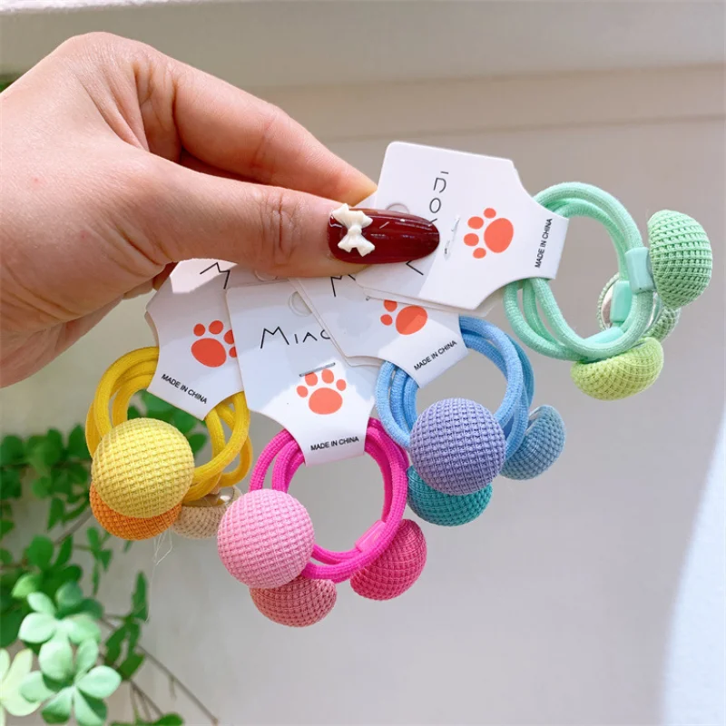 

3 шт. новые корейские детские милые красочные тканевые пуговицы для волос Веревка для волос модные милые аксессуары для волос для девочек в стиле принцессы конский хвост